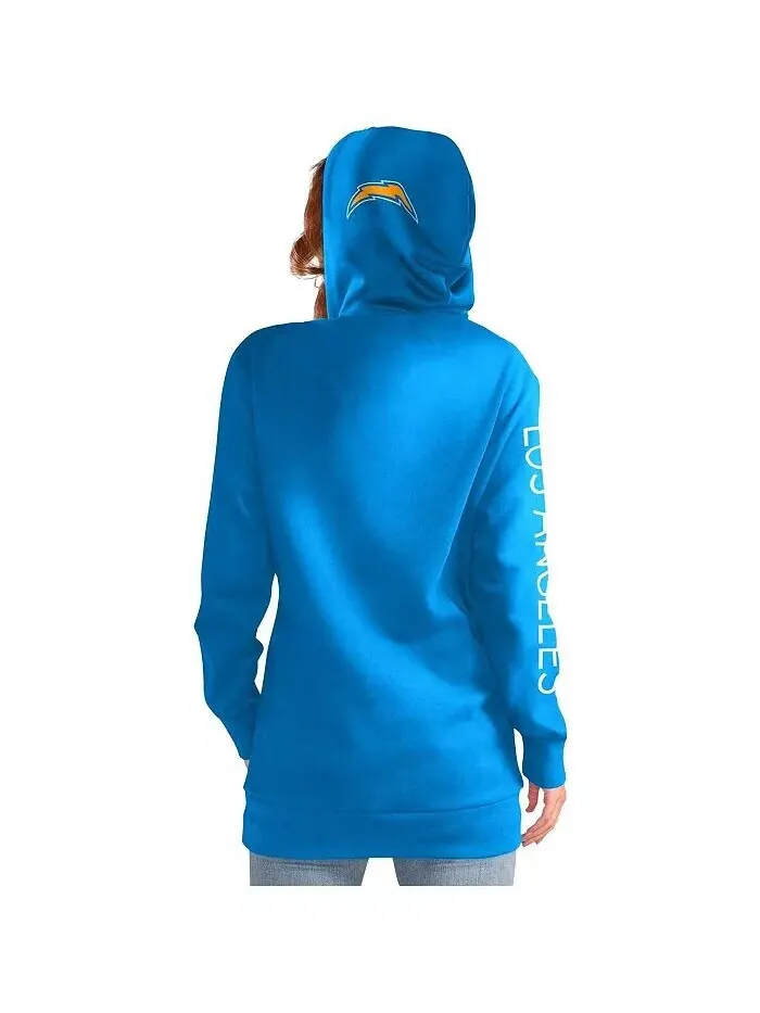 Женская пудрово-голубая толстовка Los Angeles Chargers Extra Inning с капюшоном G-III 4Her by Carl — изображение 2 из 2