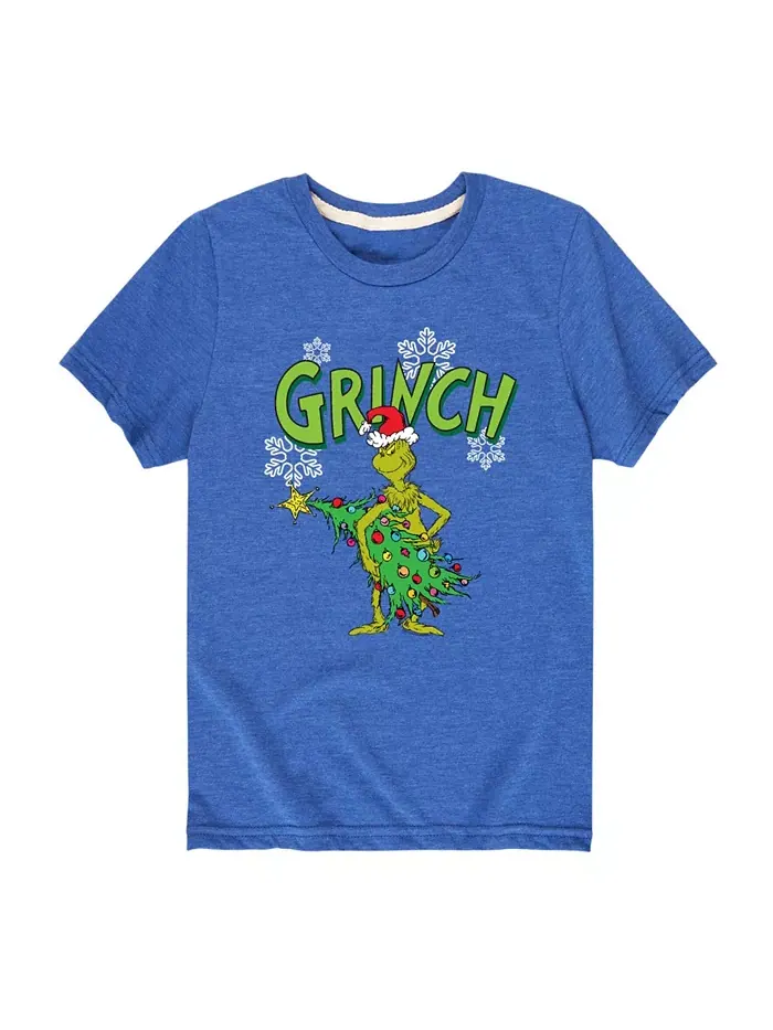 Футболка с графическим принтом "Tree" для мальчиков-подростков The Grinch — синий