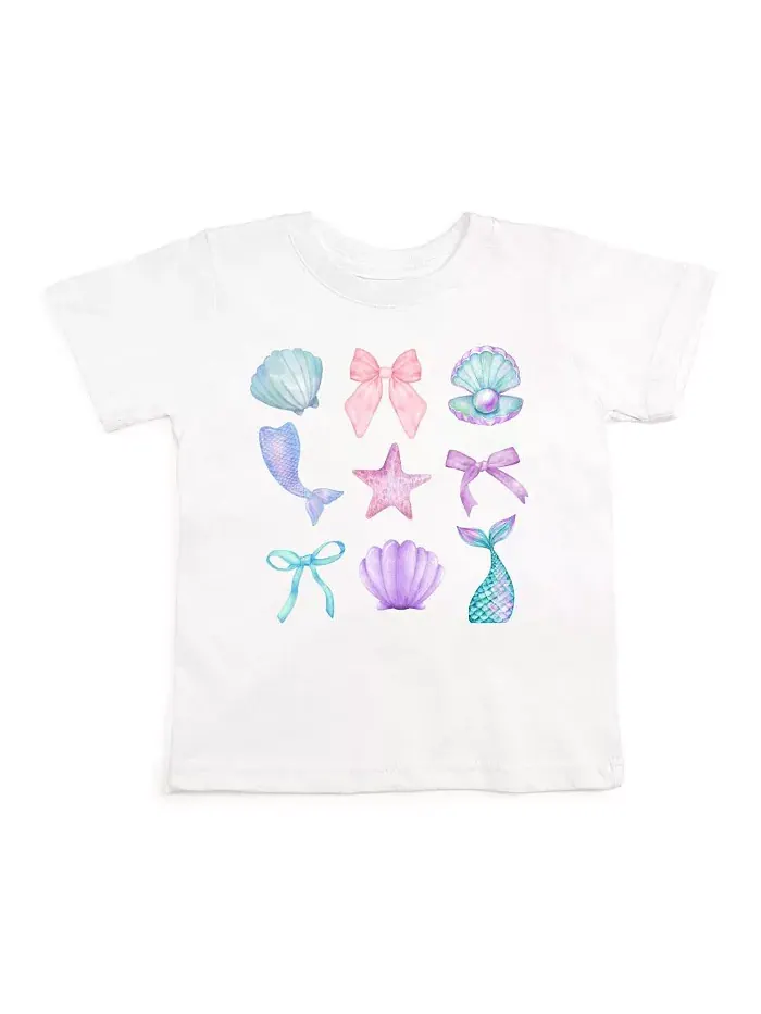 Футболка с коротким рукавом для девочек Toddler Girls Mermaid Cutie Sweet Wink — изображение 1 из 5, белый
