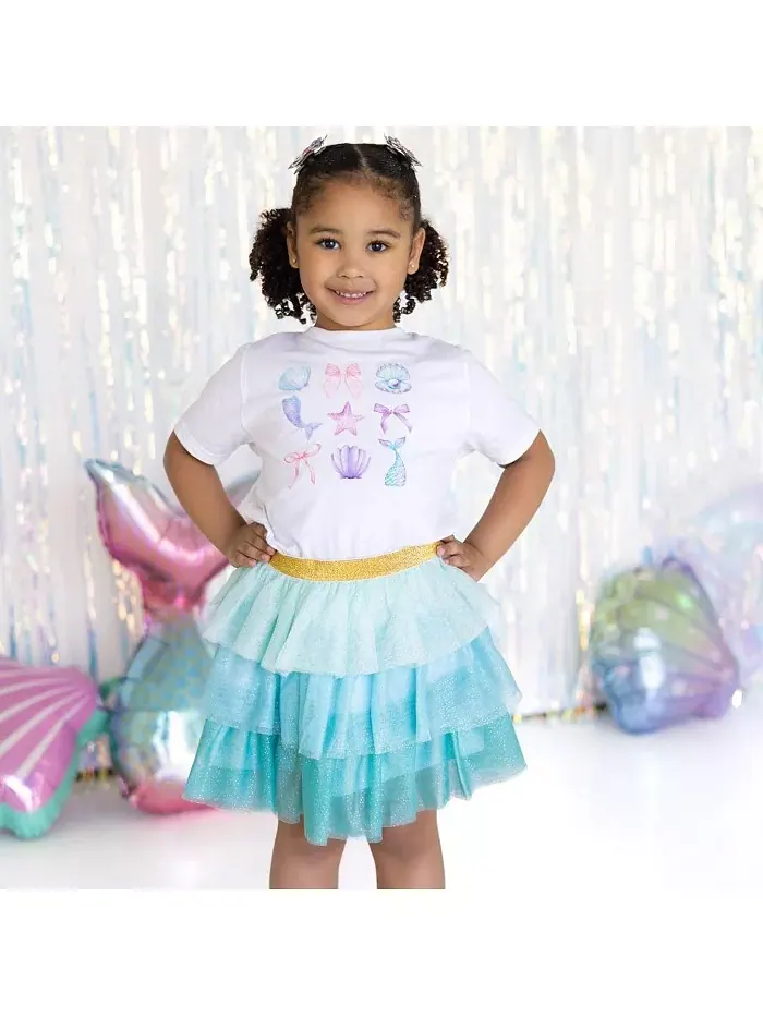 Футболка с коротким рукавом для девочек Toddler Girls Mermaid Cutie Sweet Wink — изображение 2 из 5, белый