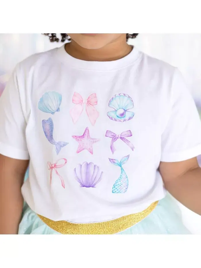 Футболка с коротким рукавом для девочек Toddler Girls Mermaid Cutie Sweet Wink — изображение 3 из 5, белый