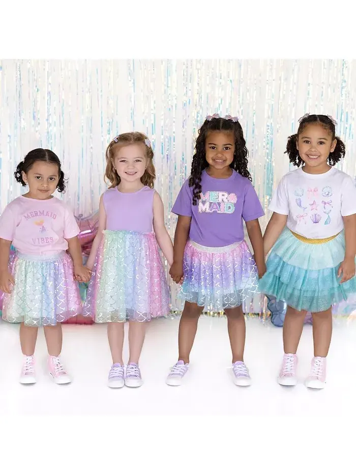 Футболка с коротким рукавом для девочек Toddler Girls Mermaid Cutie Sweet Wink — изображение 5 из 5, белый