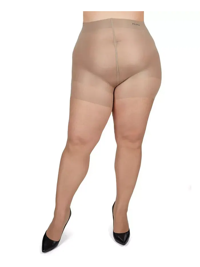 Колготки большого размера Curvy Sheer с шелковистым верхом MM-2240 MeMoi — изображение 1 из 2, бежевый