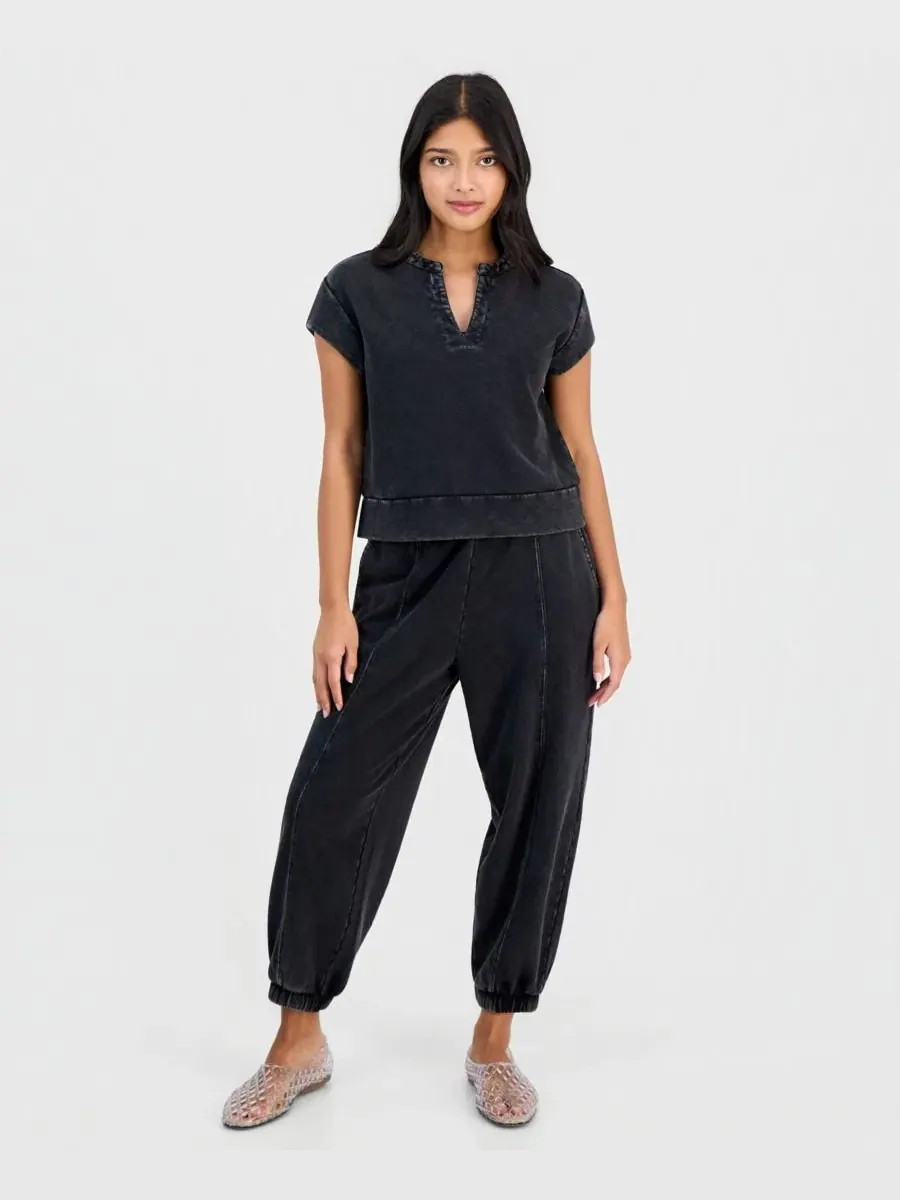 Брюки с широкой штаниной из французского футера, модель Petite French Terry Balloon-Leg Pants And — изображение 1 из 3
