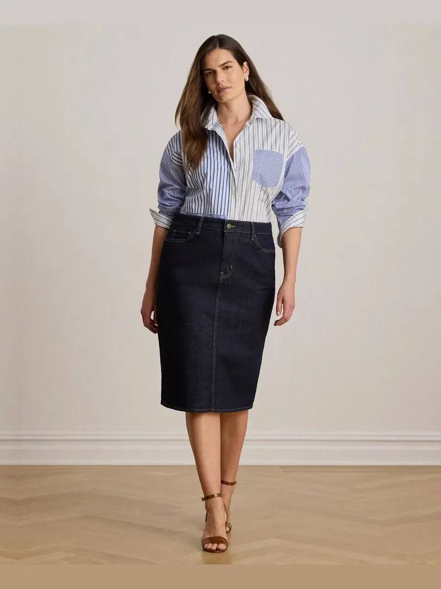 Юбка-карандаш джинсовая Lauren Ralph Lauren — изображение 3 из 7, красный