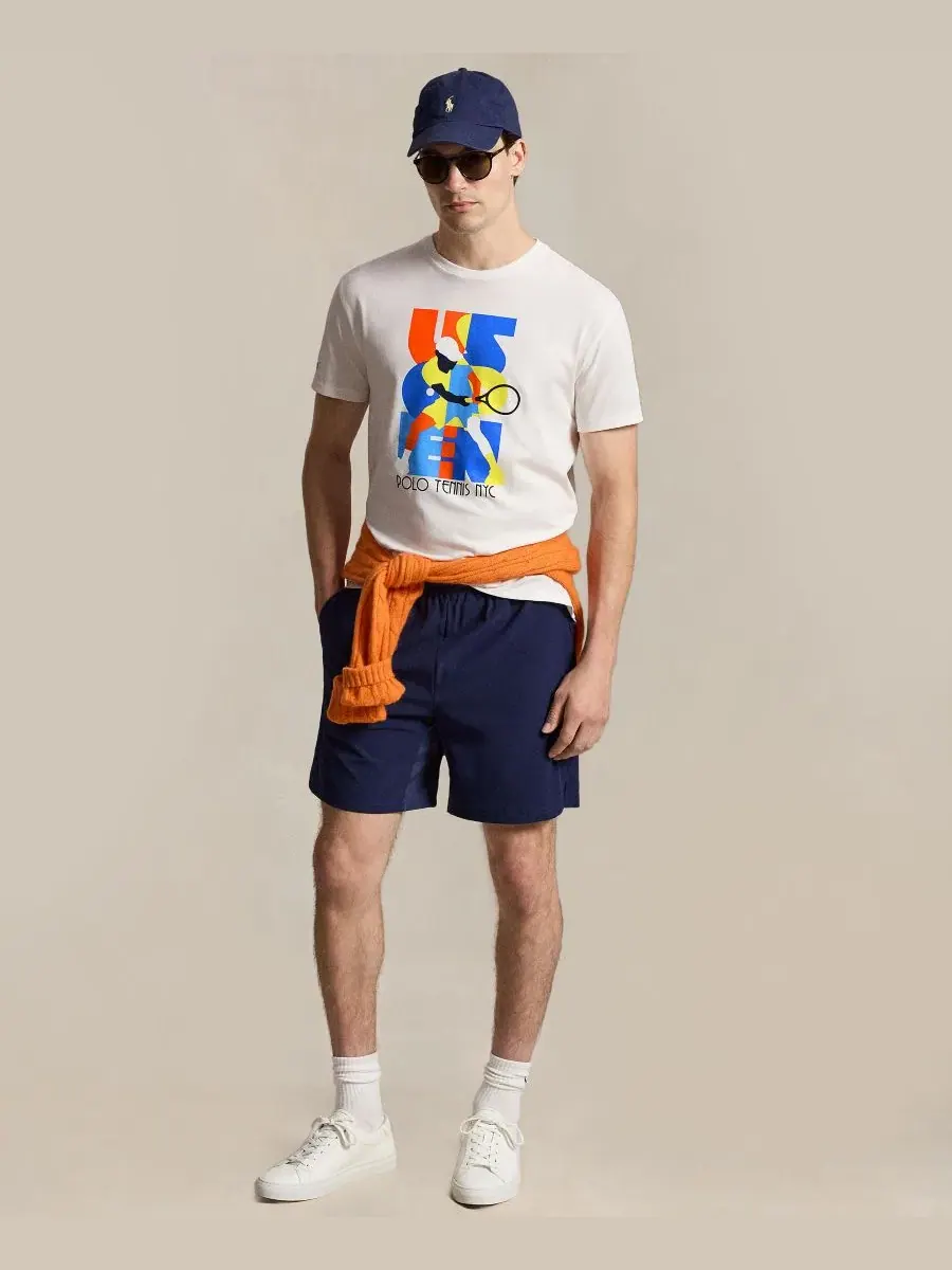 Футболка классического кроя с принтом US Open Polo Ralph Lauren — изображение 2 из 6, белый
