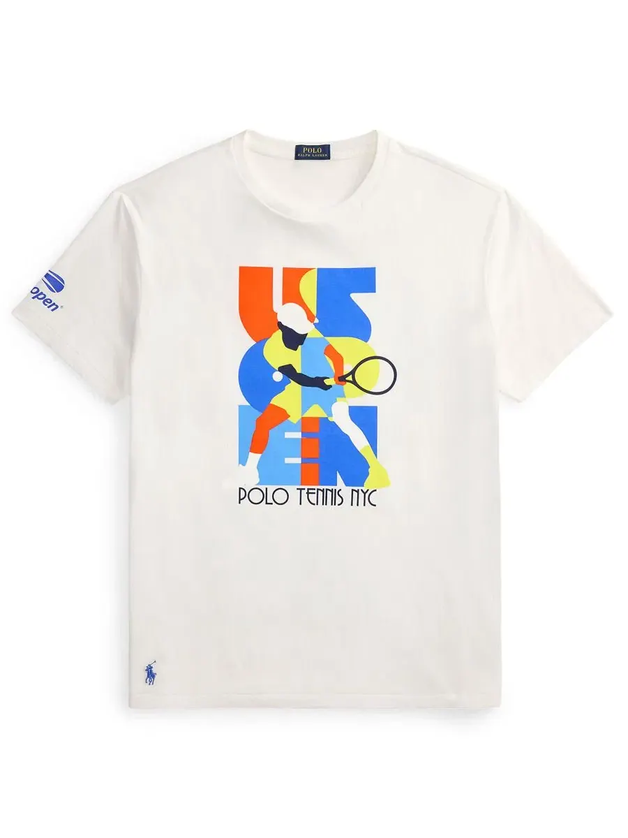 Футболка классического кроя с принтом US Open Polo Ralph Lauren — изображение 5 из 6, белый