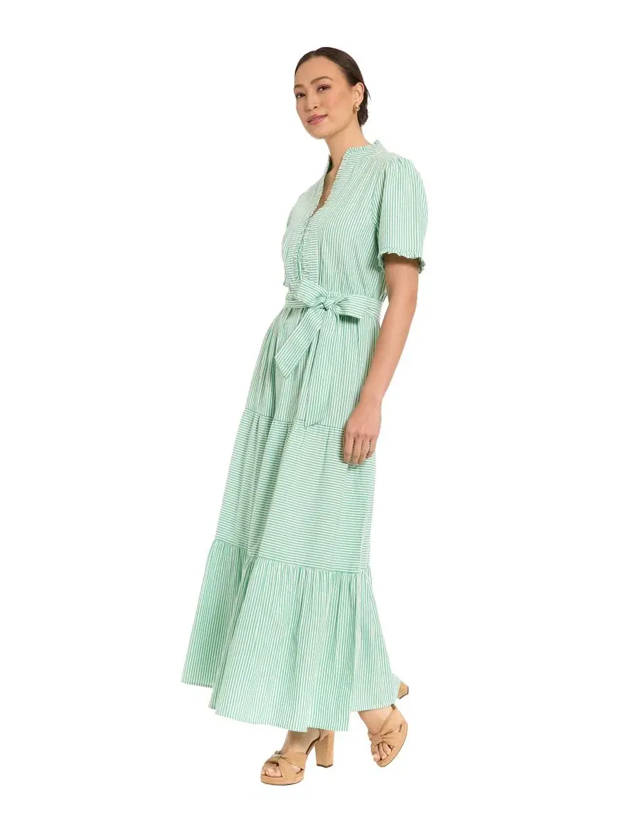Макси-платье с разрезом и ярусами Petite Fit & Flare Slit Neck Tiered Maxi Dress London Times — изображение 2 из 4