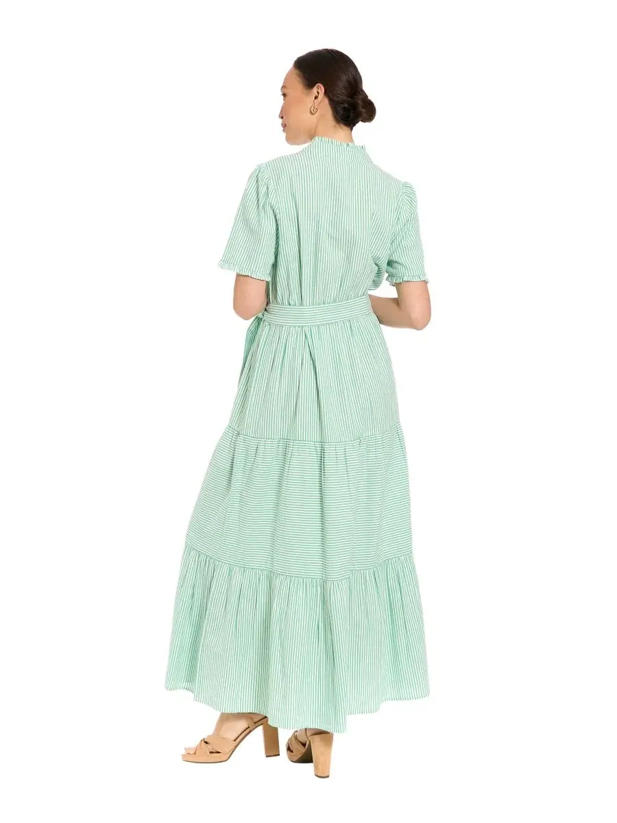 Макси-платье с разрезом и ярусами Petite Fit & Flare Slit Neck Tiered Maxi Dress London Times — изображение 4 из 4