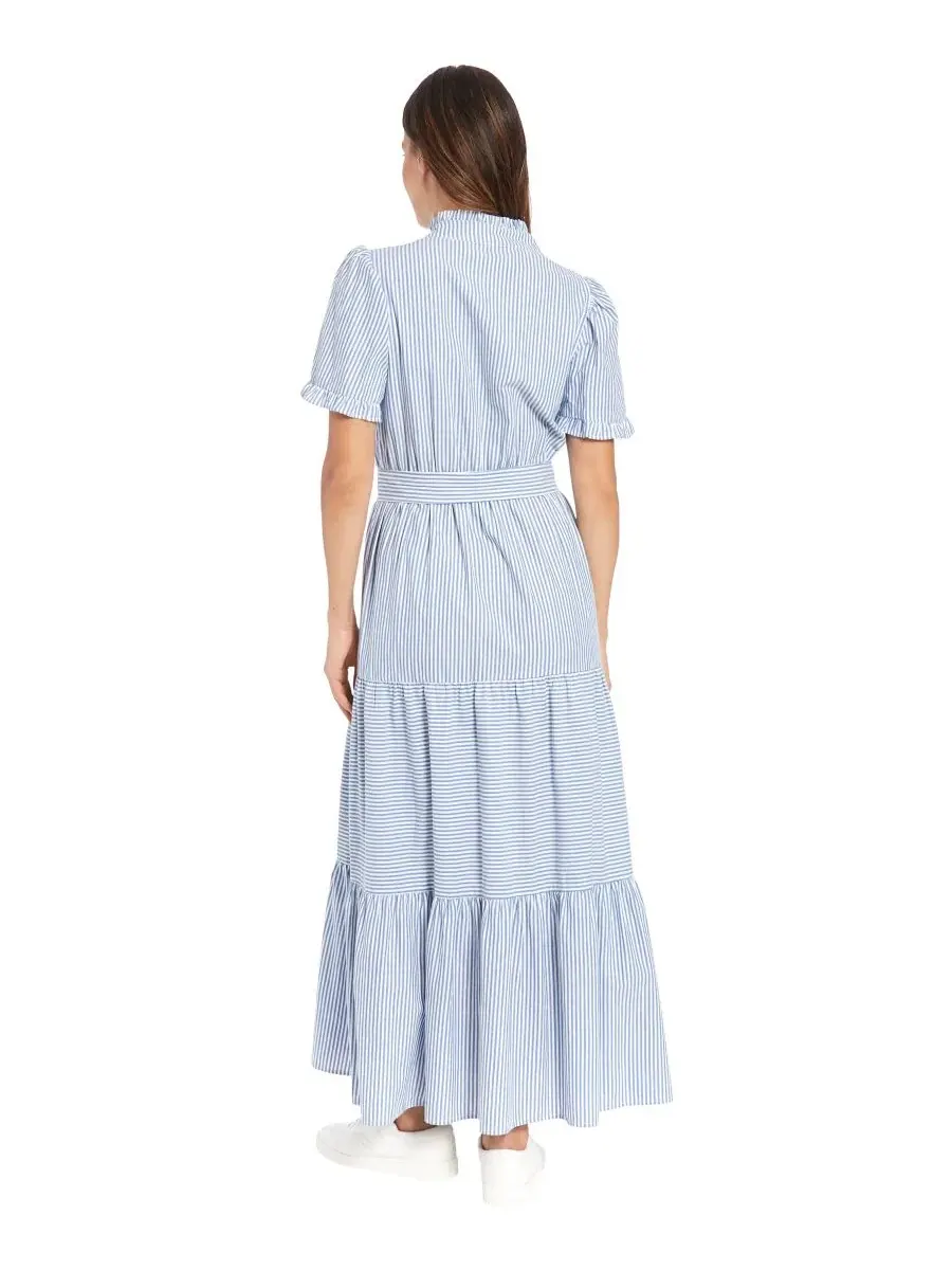 Макси-платье с разрезом и ярусами Petite Fit & Flare Slit Neck Tiered Maxi Dress London Times — изображение 3 из 3