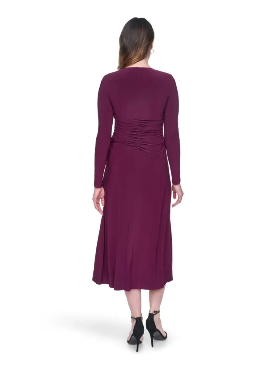 Платье с длинным рукавом Shirred Long-Sleeve Vince Camuto — изображение 4 из 4, баклажан