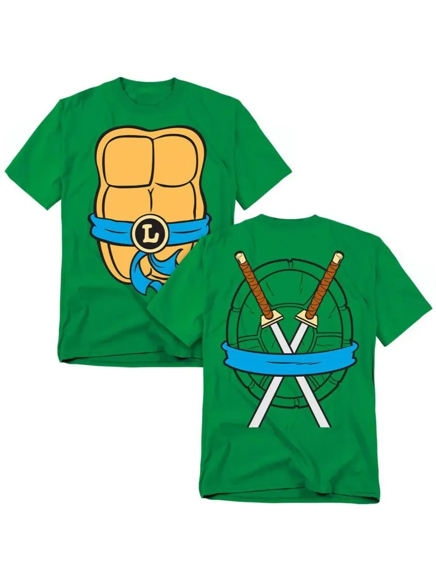Футболка с принтом Leonardo Shell Front Teenage Mutant Ninja Turtles — изображение 1 из 3, зеленый