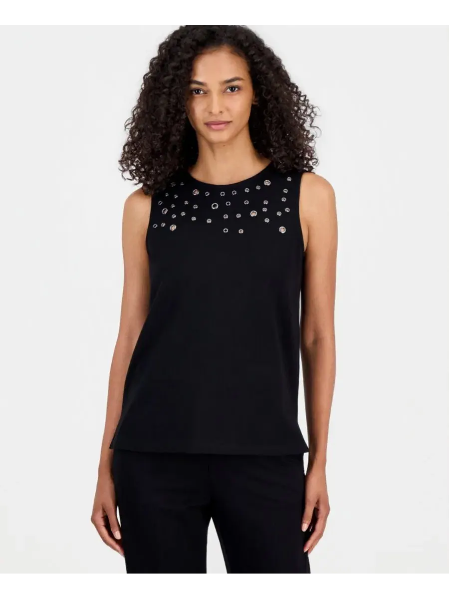 Топ без рукавов с люверсами Anne Klein — изображение 1 из 4, черный