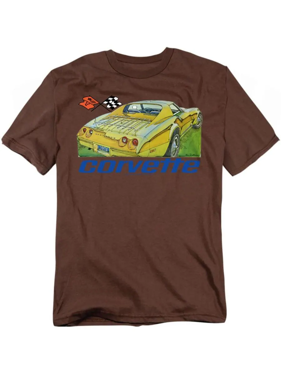 Мужская футболка Chevy Chevrolet 74 Corvette — изображение 1 из 3, коричневый