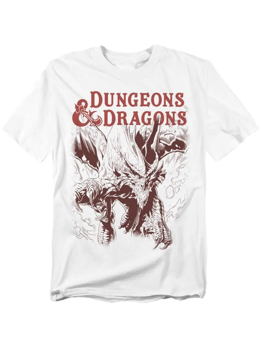 Мужская футболка с изображением дракона из игры Dungeons & Dragons D&D — изображение 1 из 3, белый