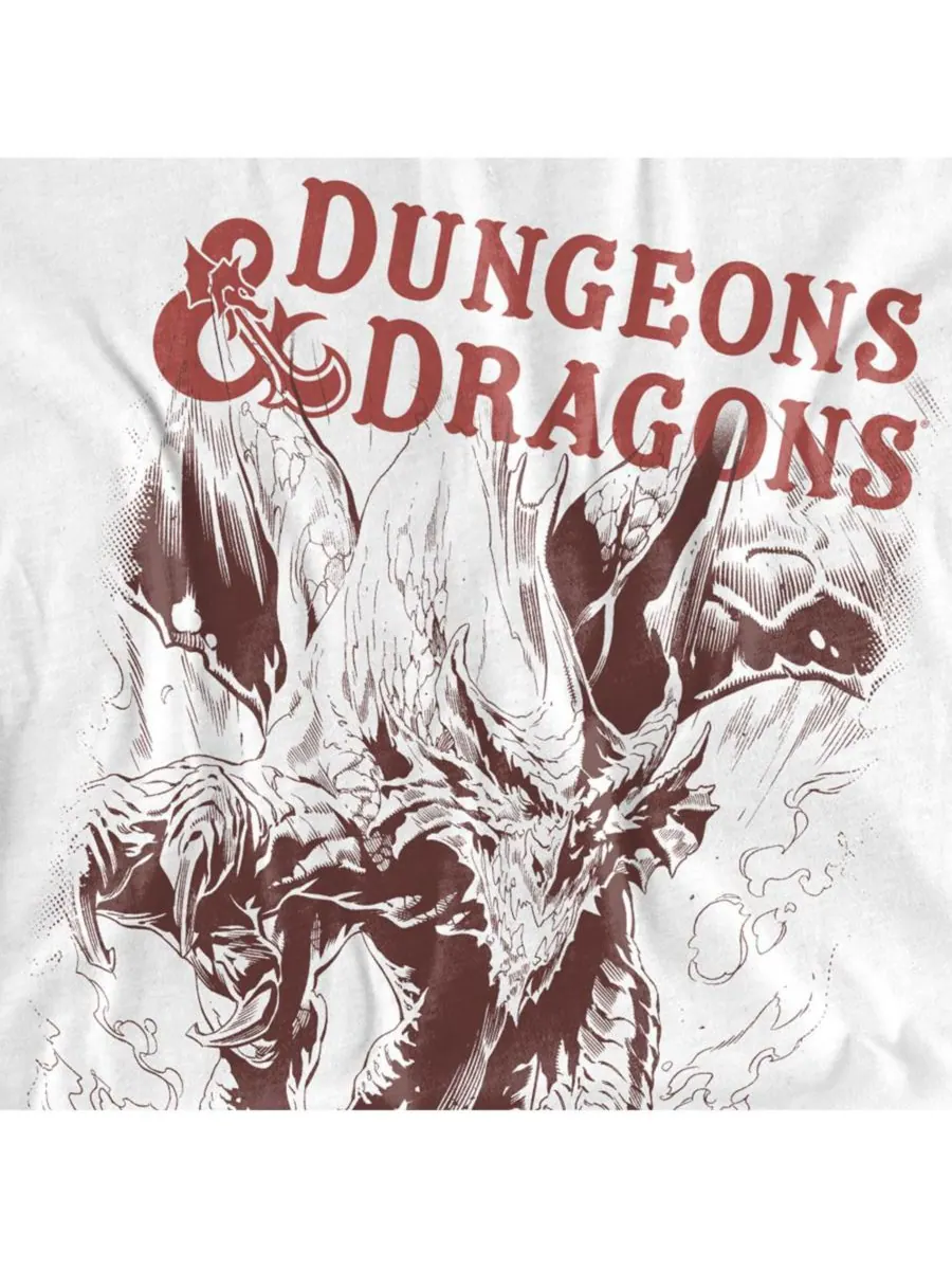Мужская футболка с изображением дракона из игры Dungeons & Dragons D&D — изображение 3 из 3, белый