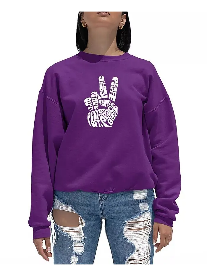 Женская толстовка с круглым вырезом Word Art Peace Out LA Pop Art — изображение 1 из 2, фиолетовый