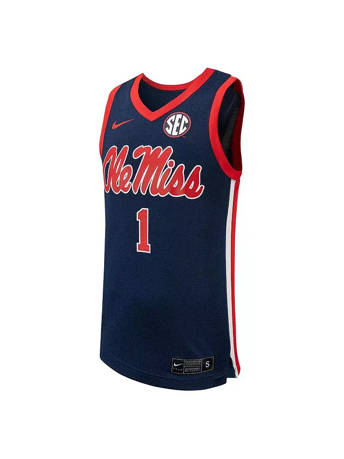 Мужская баскетбольная реплика джерси #1 Ole Miss Rebels Nike — изображение 2 из 5, темно-синий