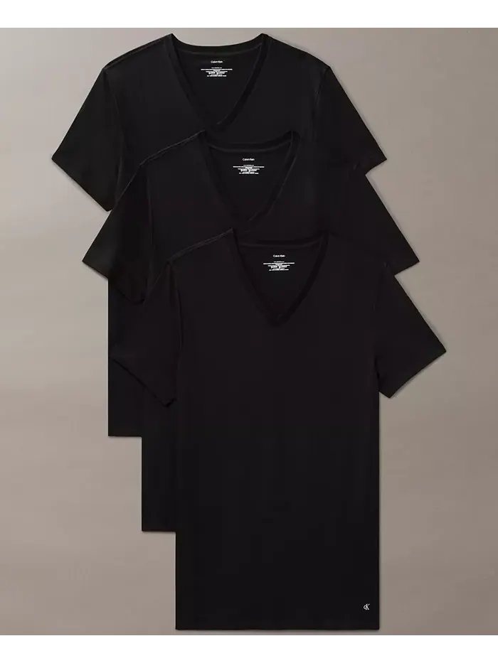 Мужские футболки с V-образным вырезом Cotton Classics, 3 шт Calvin Klein — изображение 1 из 1, черный