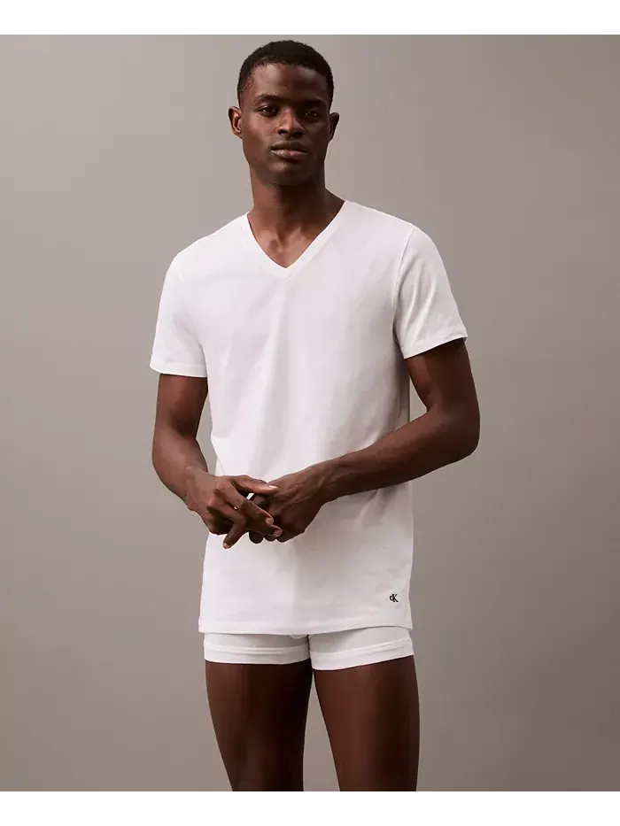 Мужские футболки с V-образным вырезом Cotton Classics, 3 шт Calvin Klein — изображение 2 из 5, белый