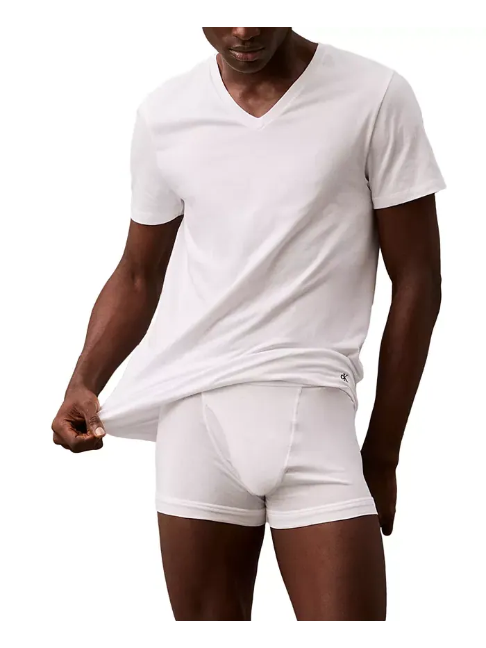 Мужские футболки с V-образным вырезом Cotton Classics, 3 шт Calvin Klein — изображение 4 из 5, белый
