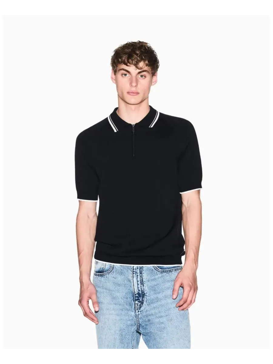 Мужская рубашка-поло с коротким рукавом на молнии и отворотом A|X Armani Exchange