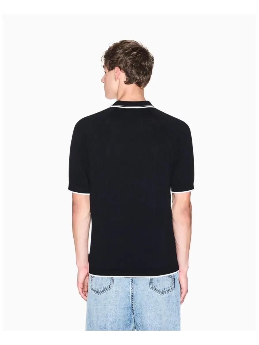 Мужская рубашка-поло с коротким рукавом на молнии и отворотом A|X Armani Exchange — изображение 3 из 5, черный