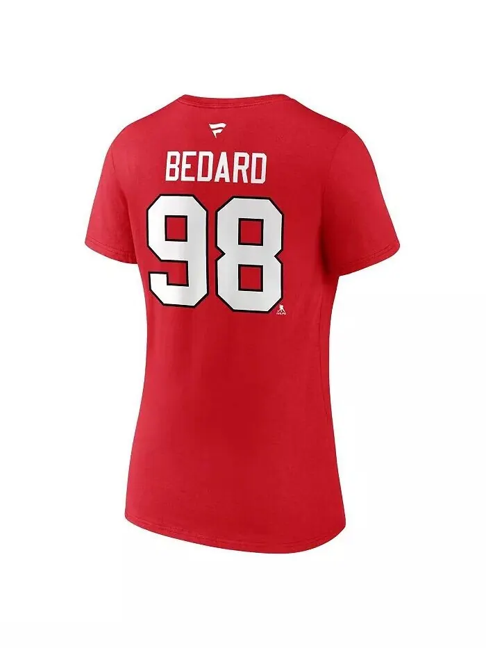 Женская футболка с фирменным принтом Connor Bedard Red Chicago Blackhawks 2023 NHL Draft Authentic — изображение 2 из 3