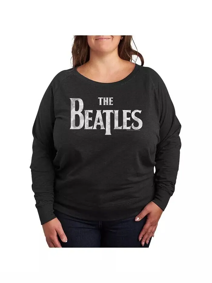 Трендовая футболка-пуловер с графическим логотипом Beatles размера плюс Hybrid Apparel — изображение 1 из 3, серый