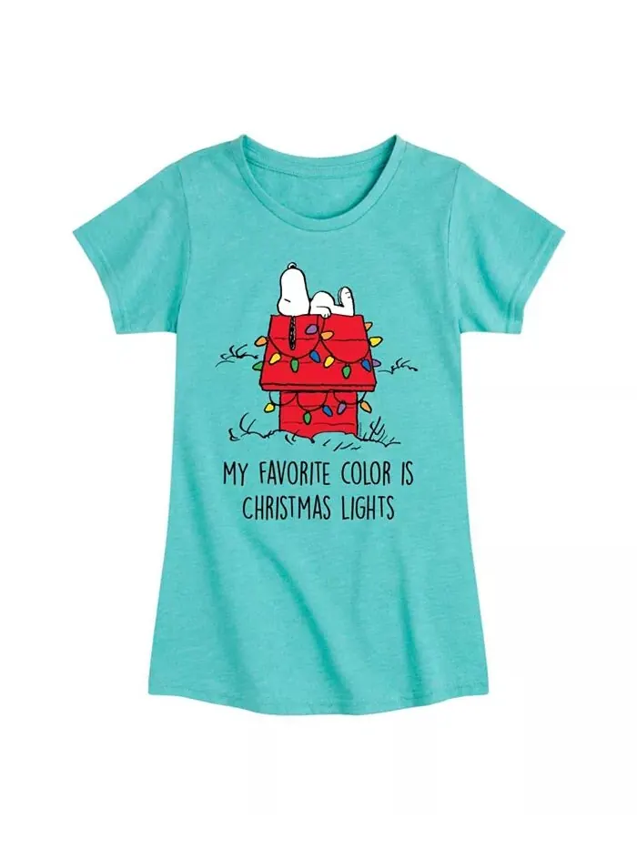 Футболка с коротким рукавом Big Girls Snoopy Christmas House Graphic Peanuts