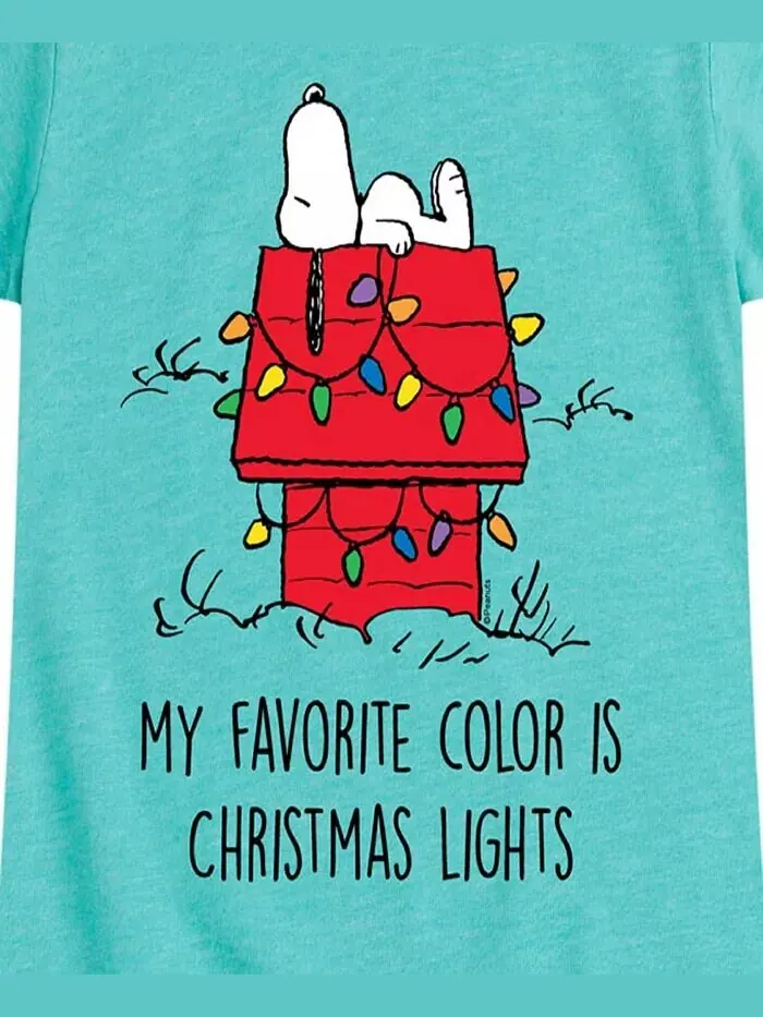 Футболка с коротким рукавом Big Girls Snoopy Christmas House Graphic Peanuts — изображение 3 из 3, синий