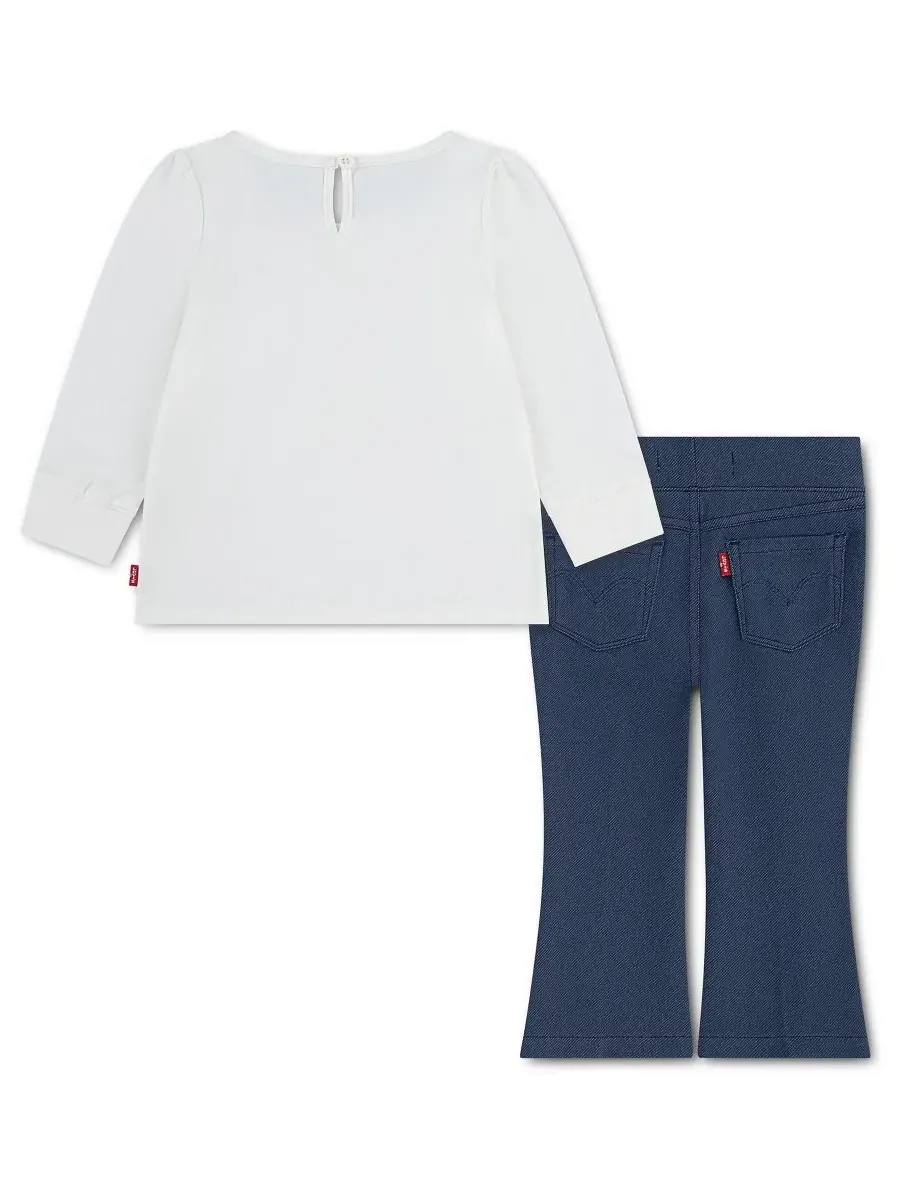 Комплект детской одежды Teddy Bear Graphic с лонгсливом и штанами Levi's — изображение 2 из 5, белый
