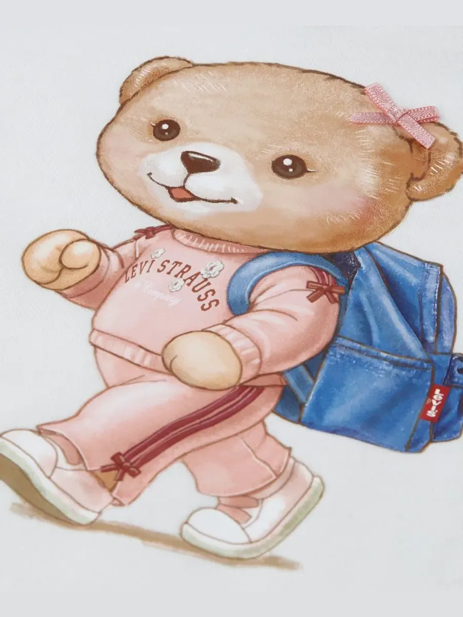 Комплект детской одежды Teddy Bear Graphic с лонгсливом и штанами Levi's — изображение 5 из 5, белый