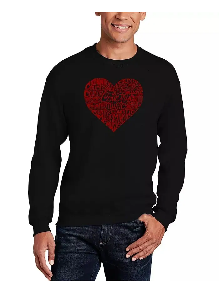 Мужская толстовка с круглым вырезом и надписью Country Music Heart Word Art LA Pop Art — изображение 1 из 2, черный