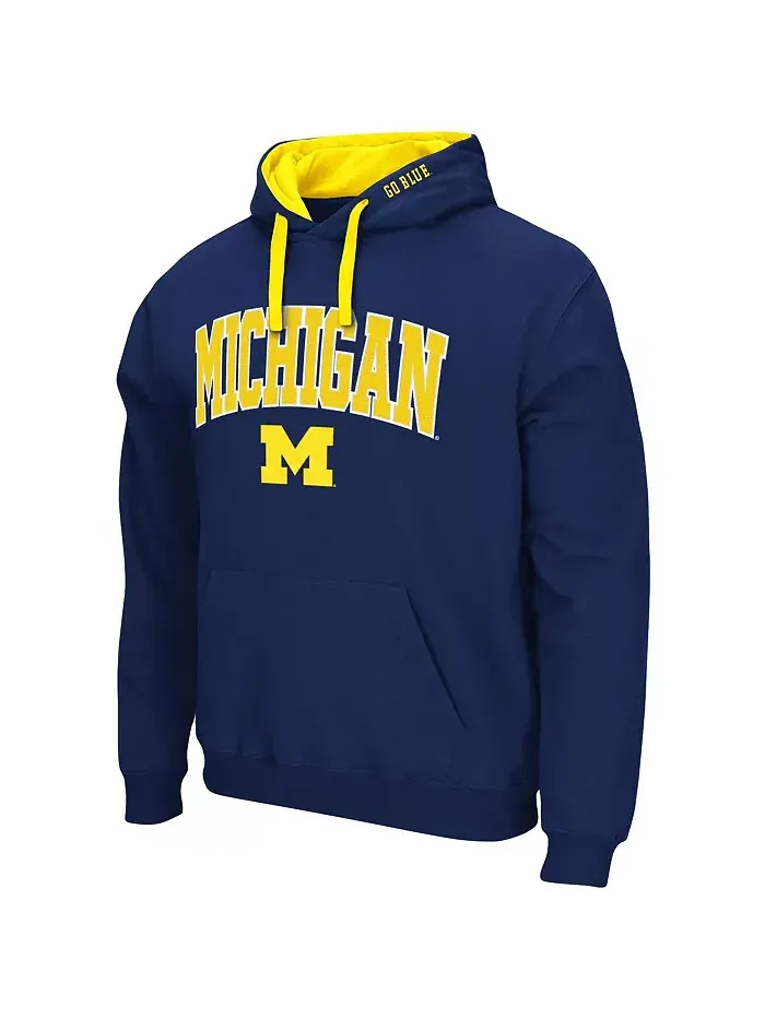 Мужской большой и высокий худи Michigan Wolverines с арочным логотипом 2.0 — изображение 3 из 3, синий