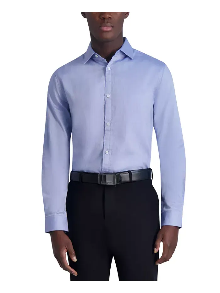 Мужская рубашка Slim-Fit из ткани KARL LAGERFELD PARIS — изображение 1 из 6, синий