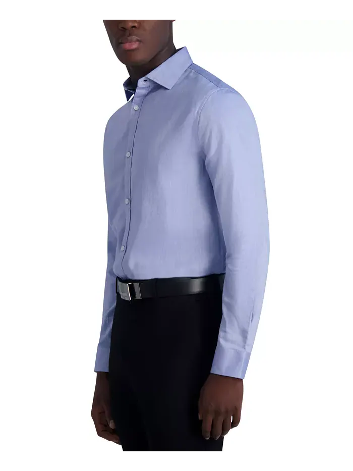 Мужская рубашка Slim-Fit из ткани KARL LAGERFELD PARIS — изображение 4 из 6, синий