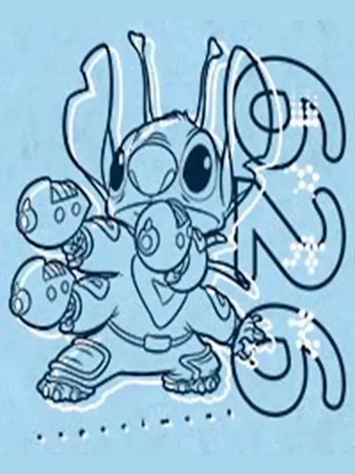 Мужская футболка с коротким рукавом Stitch 2 Six Lilo Stitch — изображение 3 из 3, светлый синий