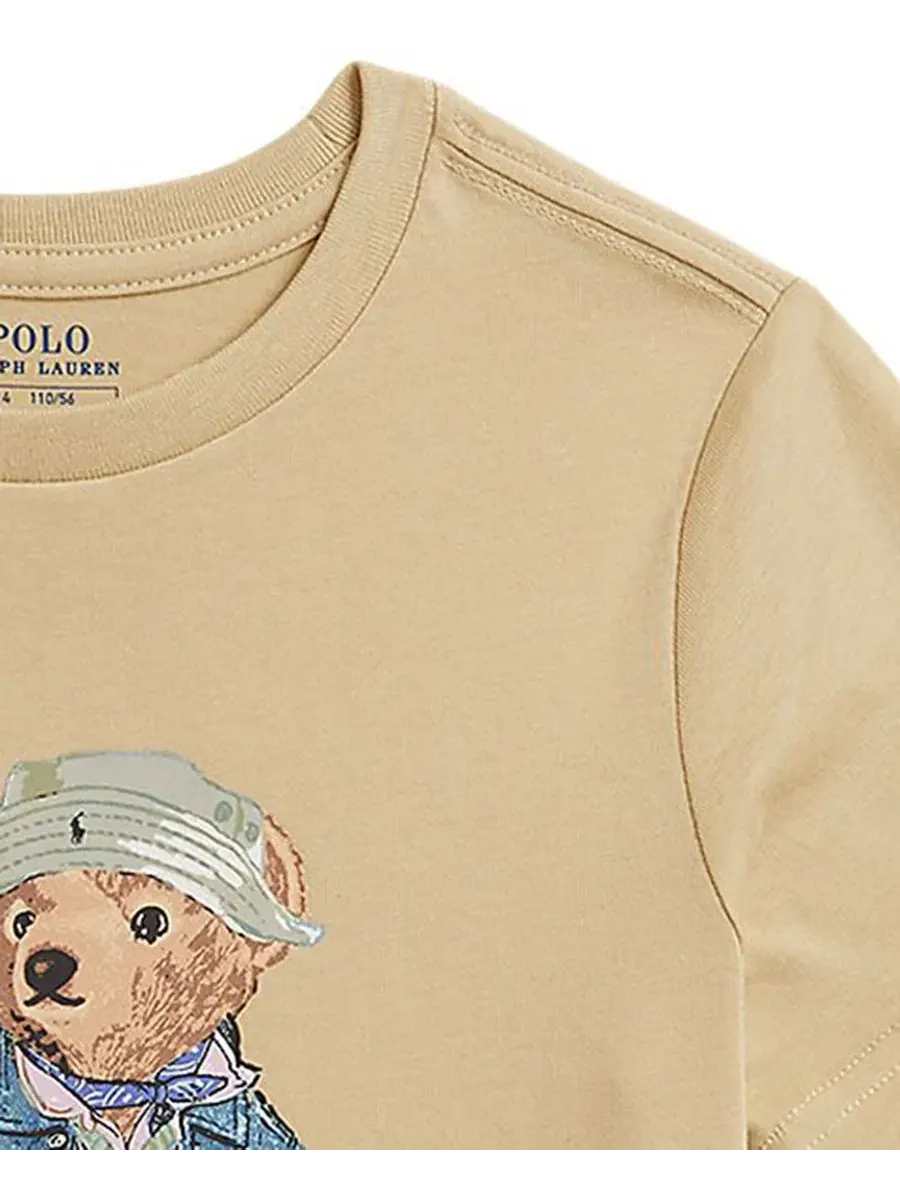 Детская футболка с коротким рукавом Polo Bear для мальчиков 2-7 лет Polo Ralph Lauren — изображение 3 из 3, бежевый