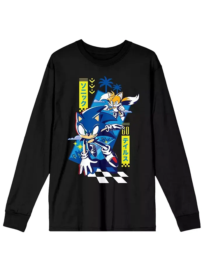 Мужская рубашка Tails Black с длинным рукавом - XXL Sonic The Hedgehog — черный