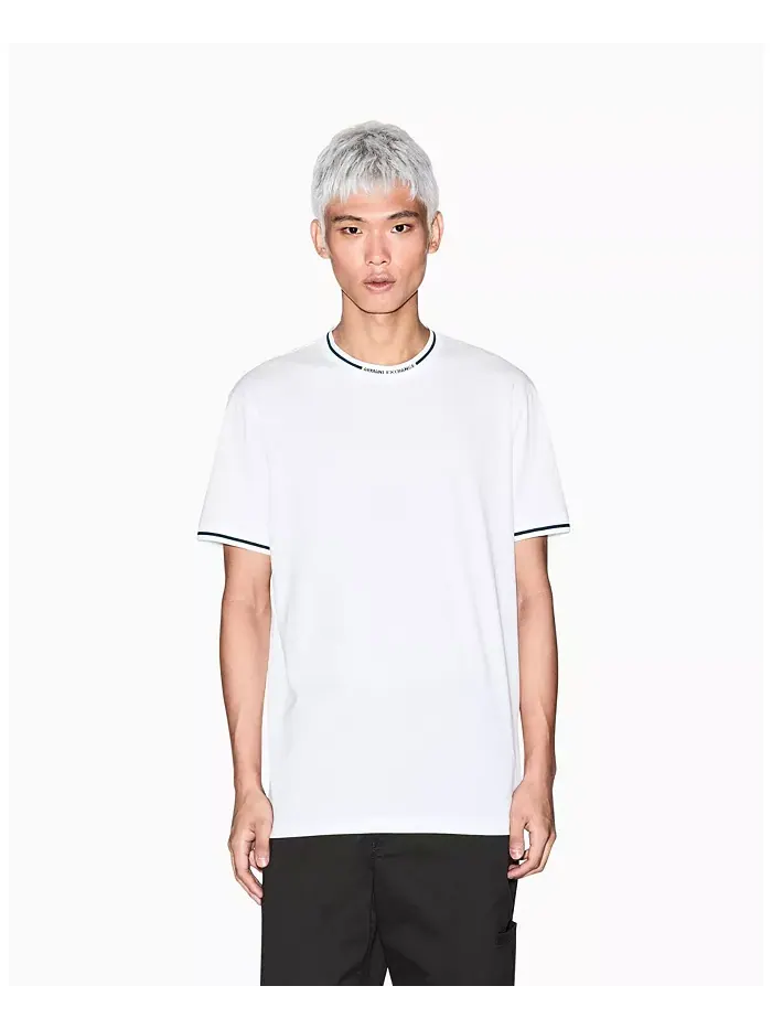 Мужская футболка с контрастными вставками и логотипом A|X Armani Exchange — изображение 1 из 4, бежевый/бежевый