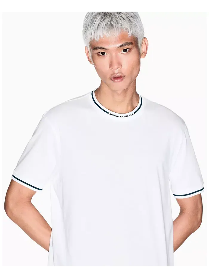 Мужская футболка с контрастными вставками и логотипом A|X Armani Exchange — изображение 4 из 4, бежевый/бежевый