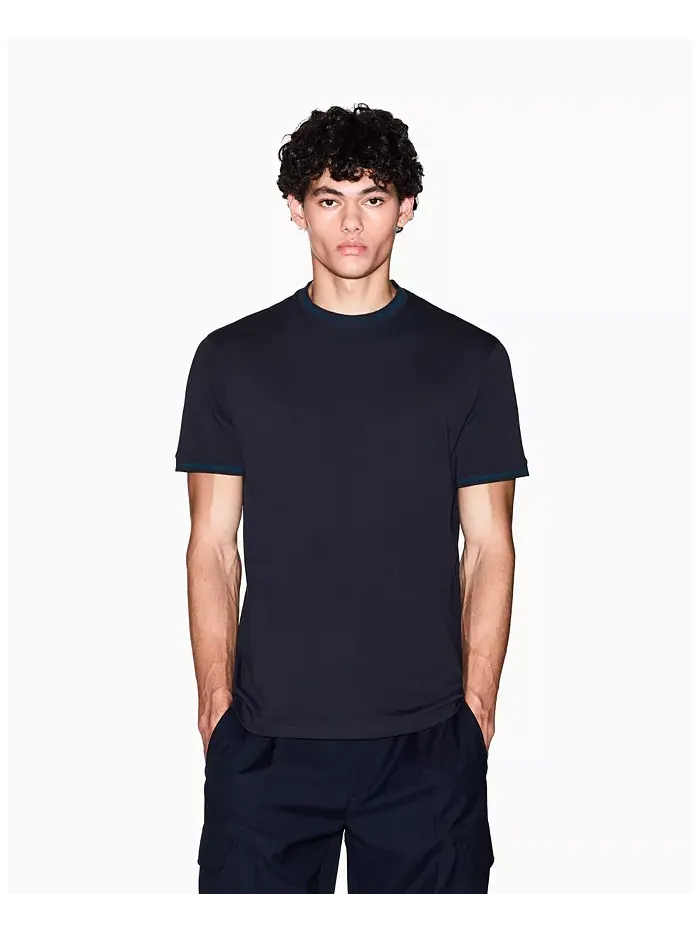 Мужская футболка с контрастными вставками и логотипом A|X Armani Exchange — изображение 1 из 5, синий