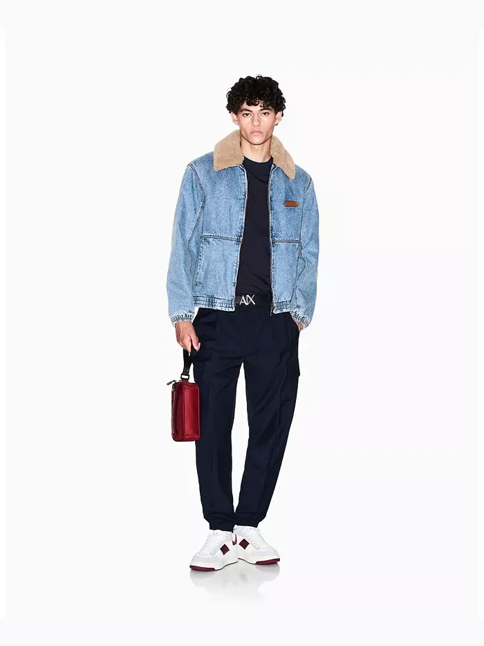 Мужская футболка с контрастными вставками и логотипом A|X Armani Exchange — изображение 2 из 5, синий