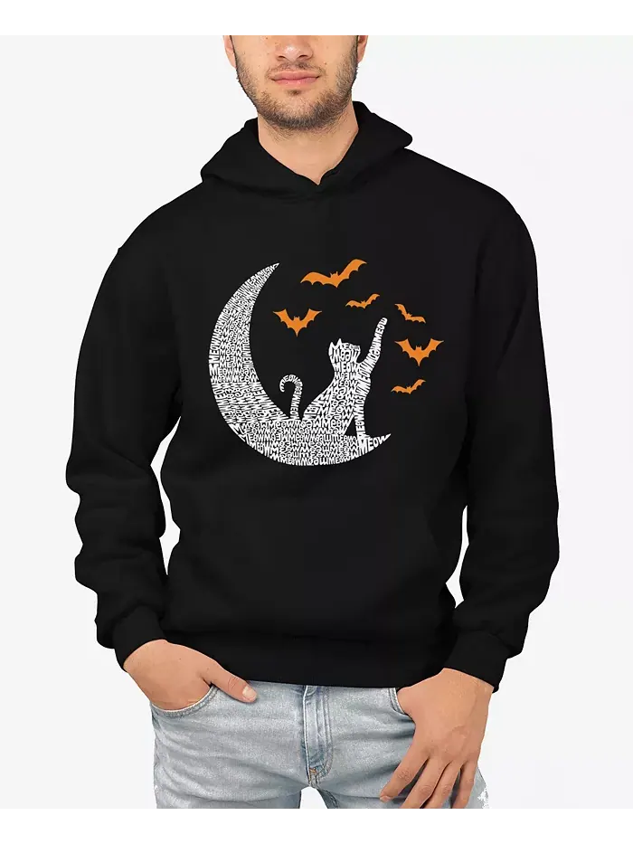 Мужской худи Lunar Bats с художественным принтом La Pop Art — изображение 1 из 3, черный