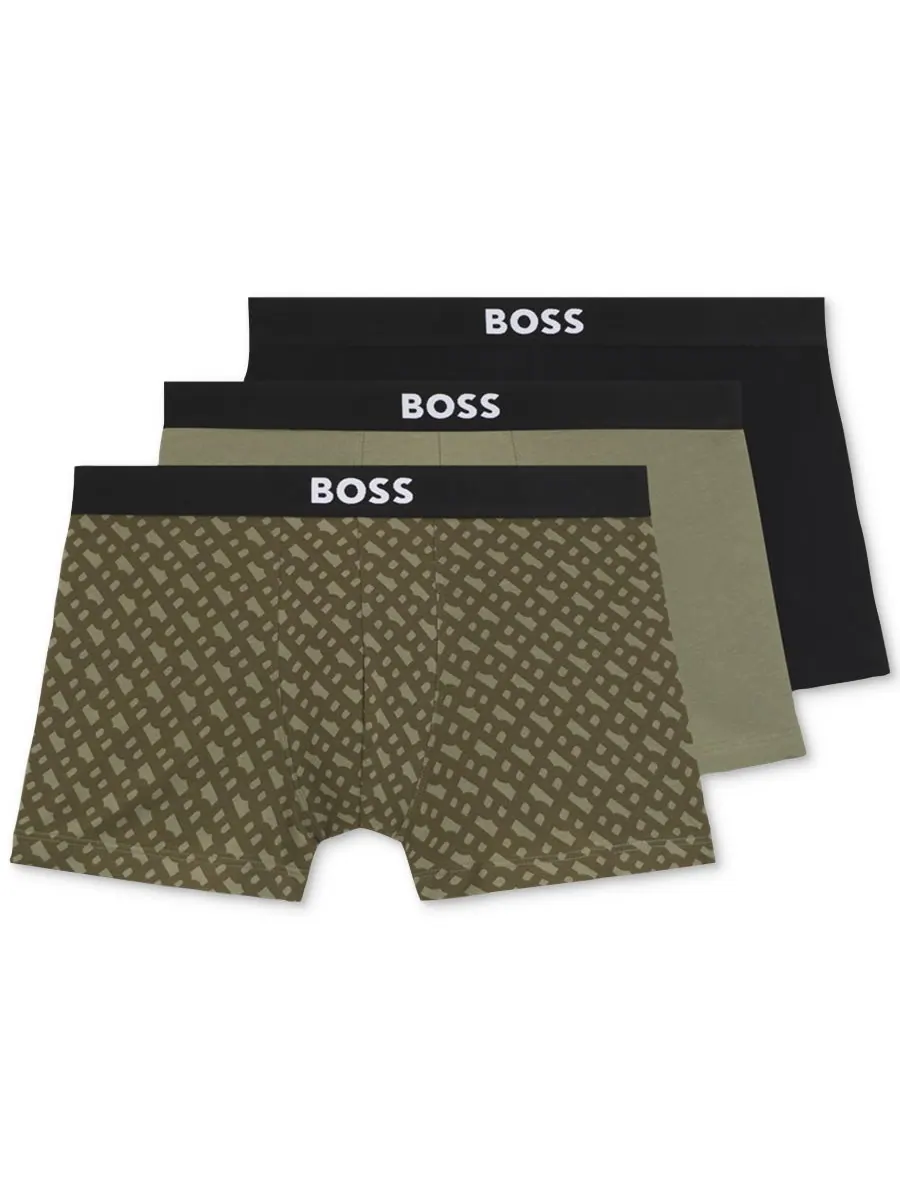 Мужские плавки BOSS One, комплект из 3 штук, с логотипом на поясе Hugo Boss — изображение 1 из 7, зеленый
