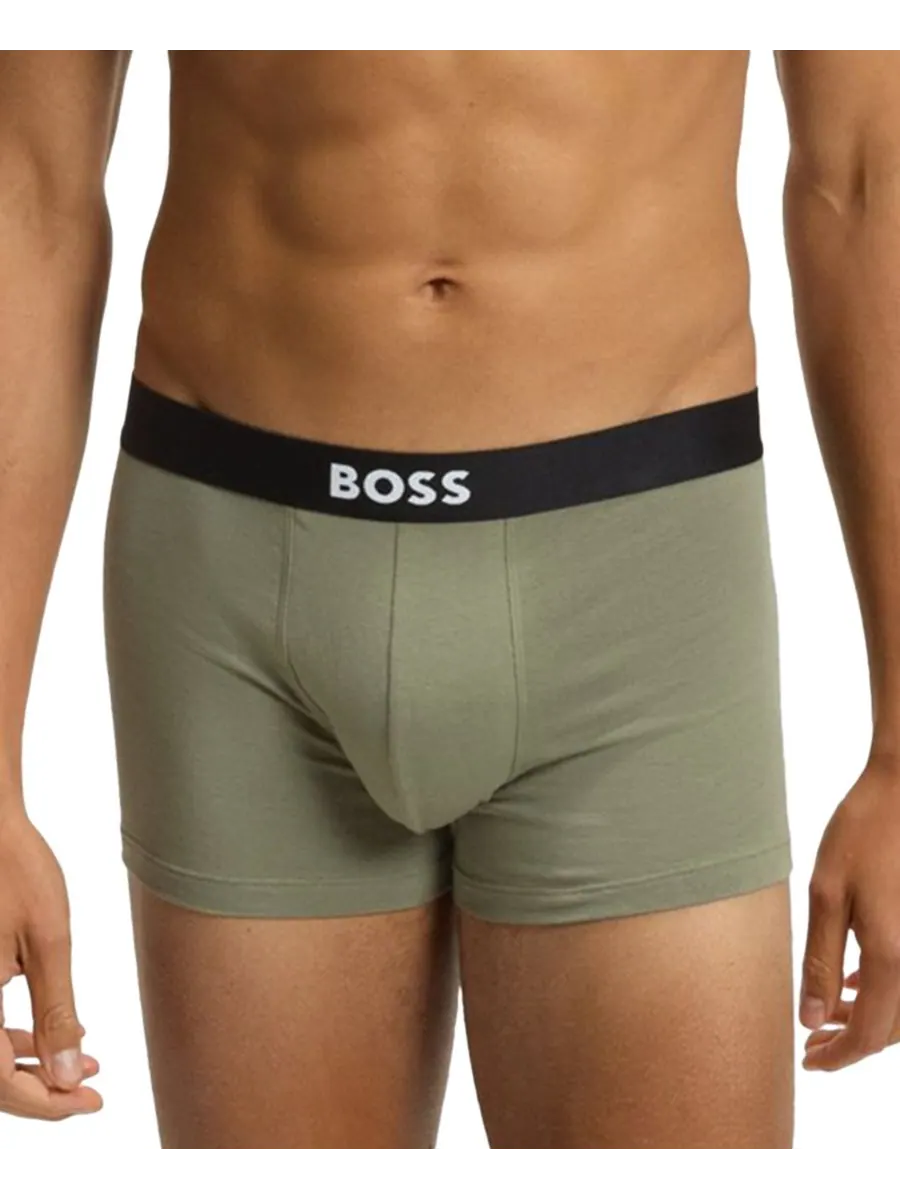 Мужские плавки BOSS One, комплект из 3 штук, с логотипом на поясе Hugo Boss — изображение 4 из 7, зеленый