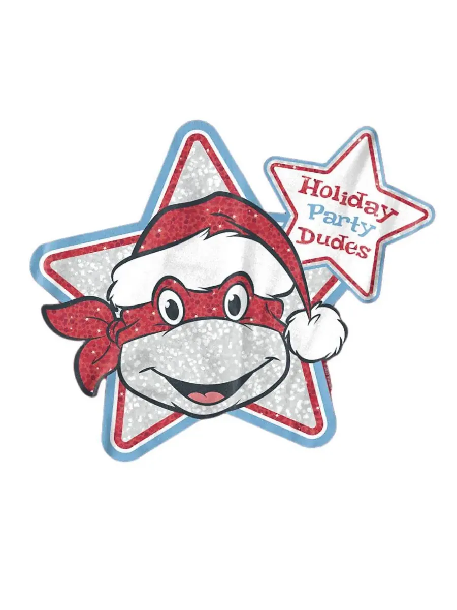 Мужская футболка с принтом Christmas Holiday Party Dudes Teenage Mutant Ninja Turtles — изображение 2 из 3, красный