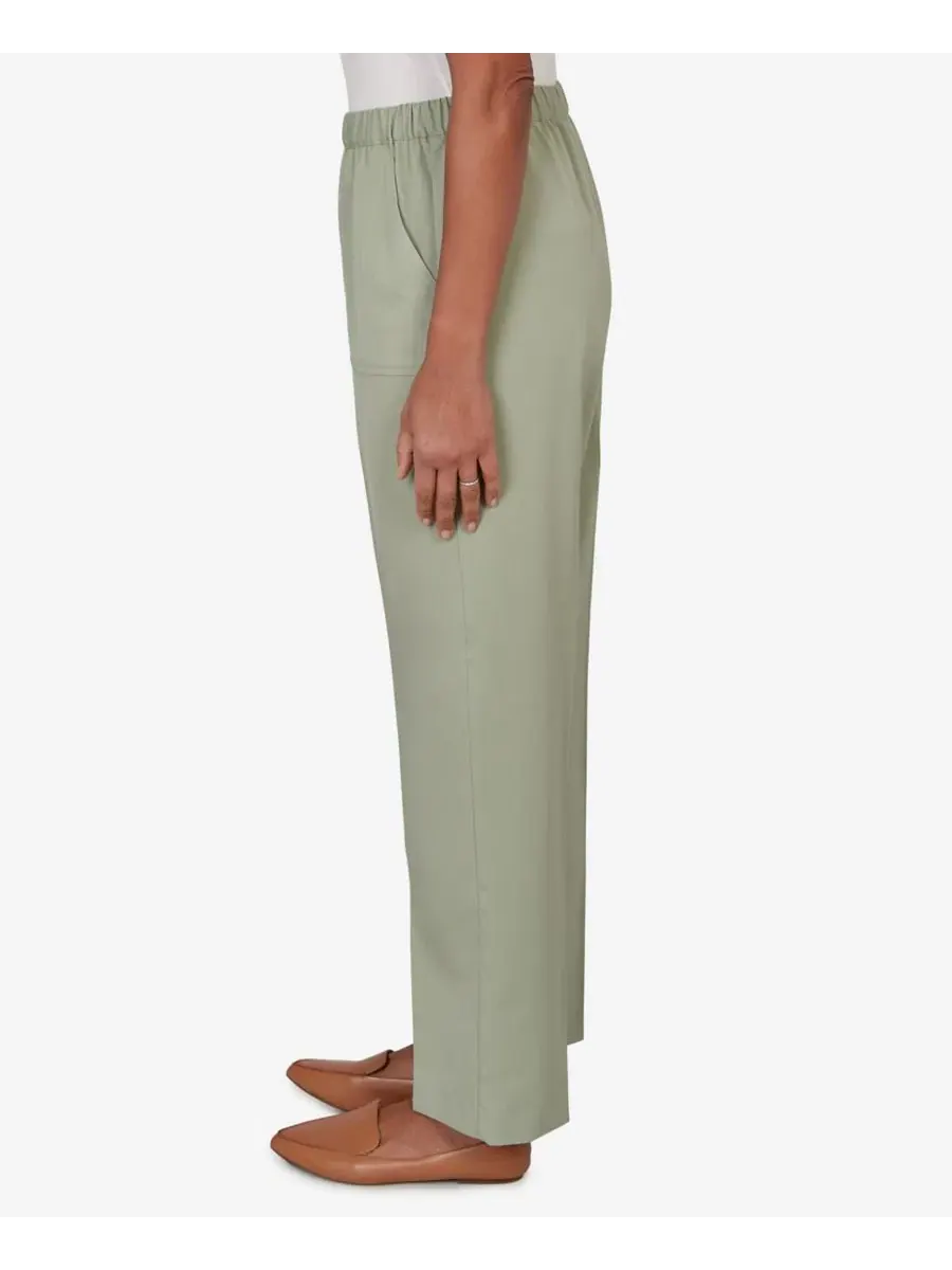 Брюки прямого кроя с эластичным поясом Petite Indigo Sage Twill Alfred Dunner — изображение 3 из 5, шалфейный