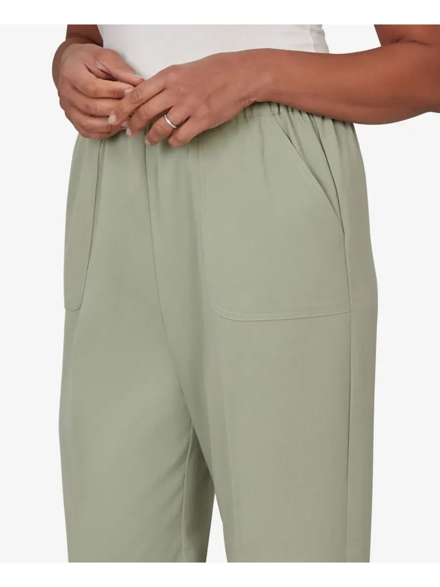 Брюки прямого кроя с эластичным поясом Petite Indigo Sage Twill Alfred Dunner — изображение 4 из 5, шалфейный